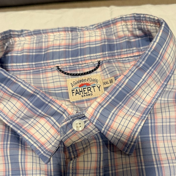 Faherty XXL The Movement Shirt Blue and White Plaid Men's - Picture 4 of 6